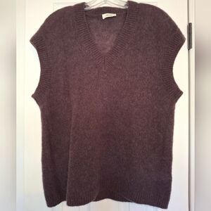 Italian Sleeveless V-Neck Alpaca Sweater Vest - Chocolate Brown